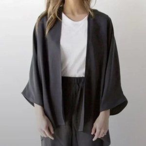 Hackwith Design House Easy Jacket, Black Raw Silk, XS